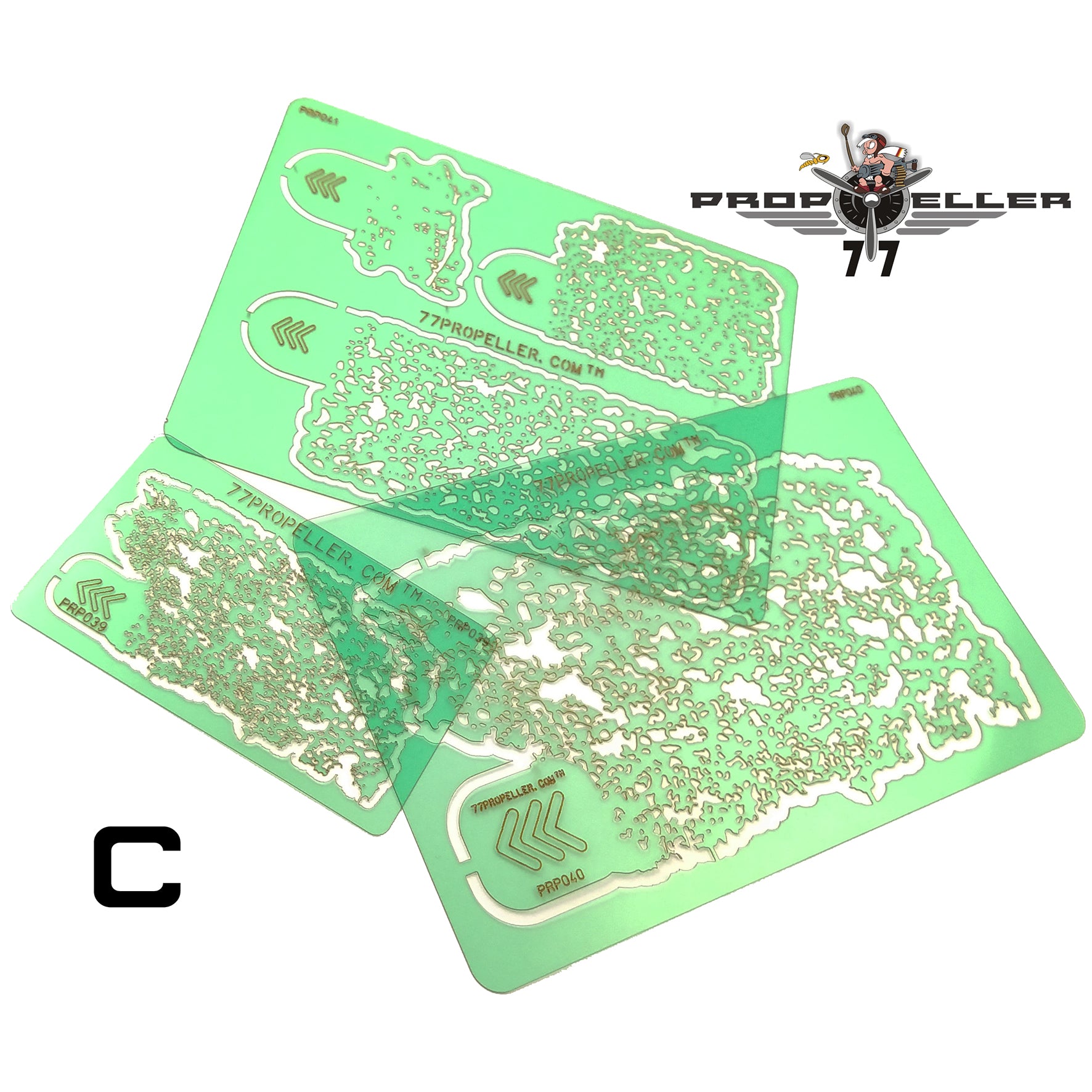 77 Propeller Set C‑5 – 5× Stain Airbrush Stencils 60×40 mm PRP043 all five templates