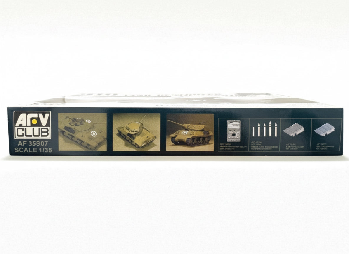 AFVクラブ M10 ウルヴァリンズ 後期型 1/35 ボックス側面(完成例写真と付属品案内)