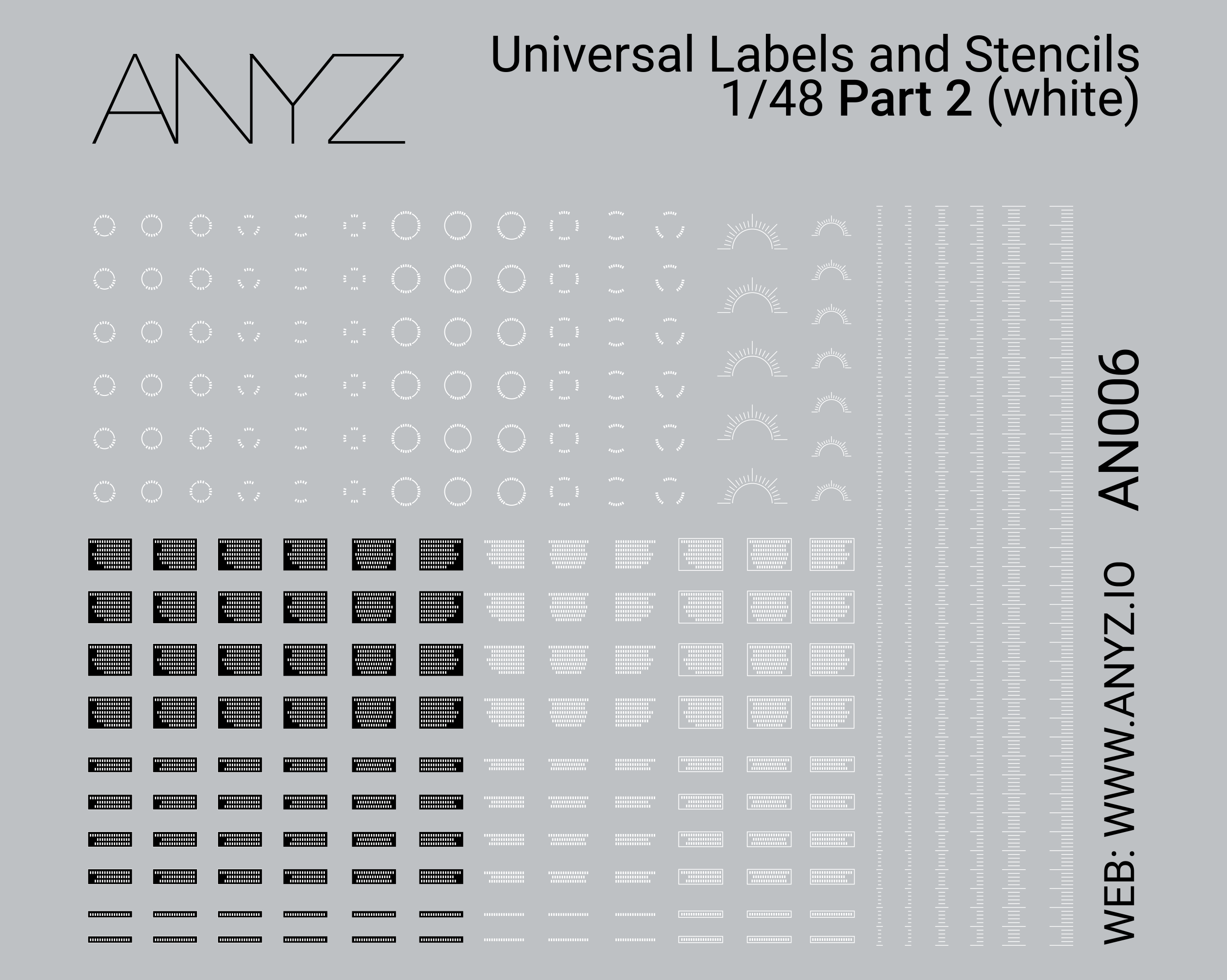 ANYZ AN006 1/48白色ラベル&ステンシルのデカールシート