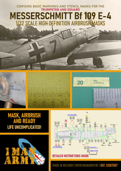 1ManArmy 1/32 Bf 109 E-4 A1/A2 用エアブラシマスクセットのパッケージ画像