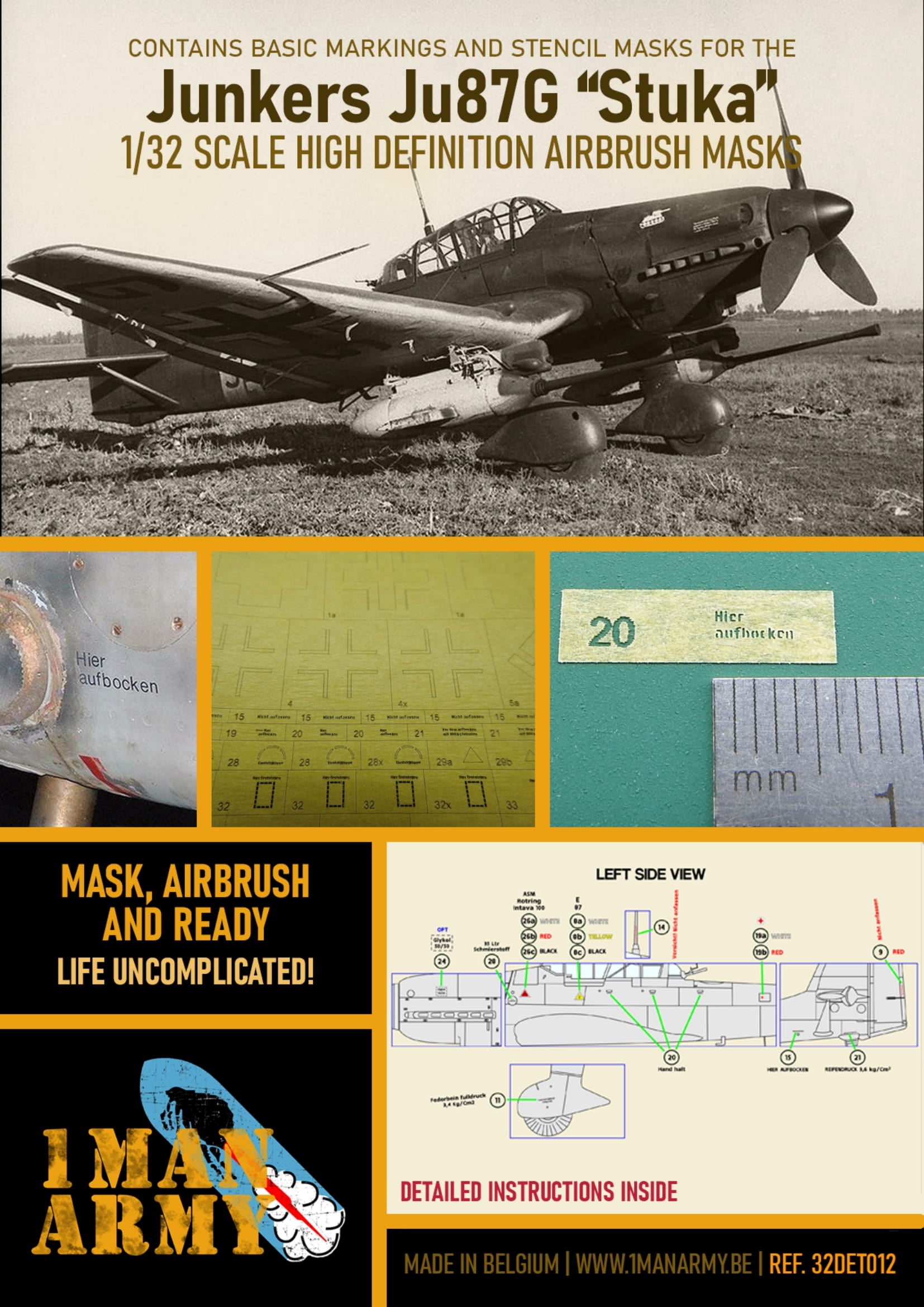 1ManArmy 1/32 Ju 87G スツーカ用エアブラシマスクセットのパッケージ画像