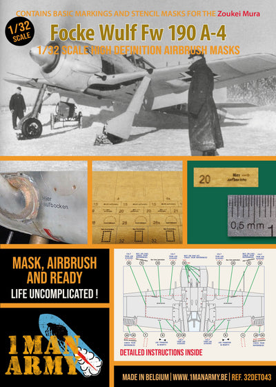 1ManArmy 1/32 Fw 190 A-4 用エアブラシマスクセットのパッケージ画像