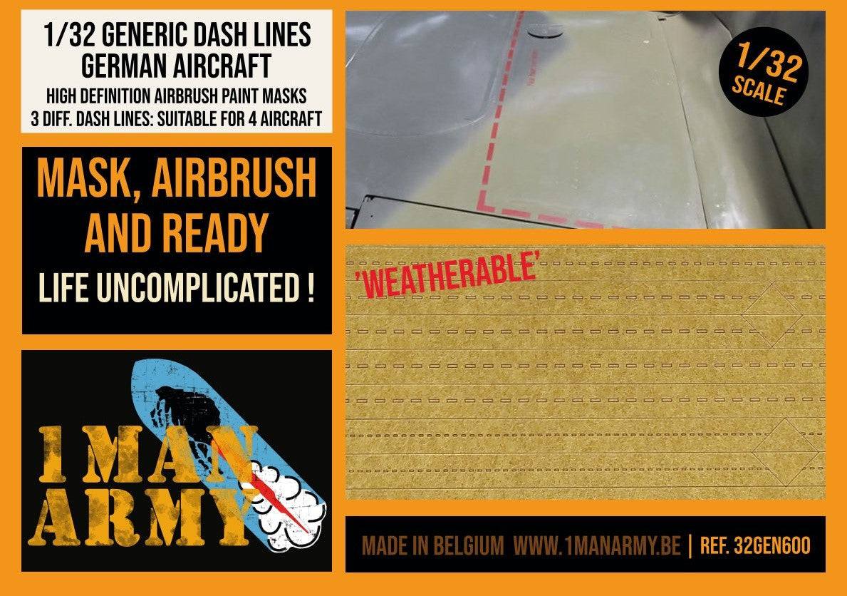 1ManArmy 1/32 ドイツ機用 ダッシュライン エアブラシマスクセットのパッケージ画像