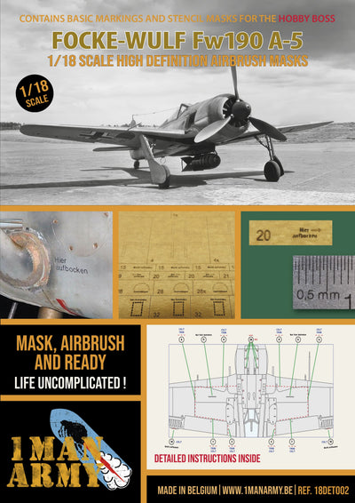 1ManArmy 1/18 フォッケウルフ Fw190 A-5 塗装マスキングセット パッケージ表面画像