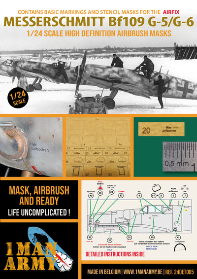 1ManArmy 1/24 Messerschmitt Bf109 G-5/G-6 塗装マスキングセット パッケージ表面画像