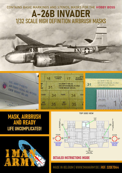 1ManArmy 1/32 A-26B インベーダー 塗装マスキングセットのパッケージ表面画像