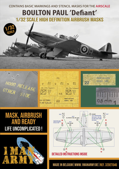 1ManArmy 1/32 ボールトンポール デファイアント Mk.I マスキングセット（Airscale対応）パッケージ表