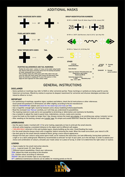 1ManArmy 1/32 メッサーシュミット Bf 109K-4 塗装マスキングセット（Kotare対応）の説明書／内容一覧画像