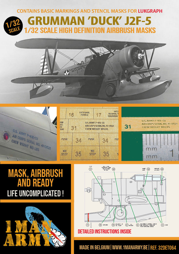 1ManArmy 1/32 Grumman 'Duck' J2F-5 塗装マスキングセット パッケージ表面画像