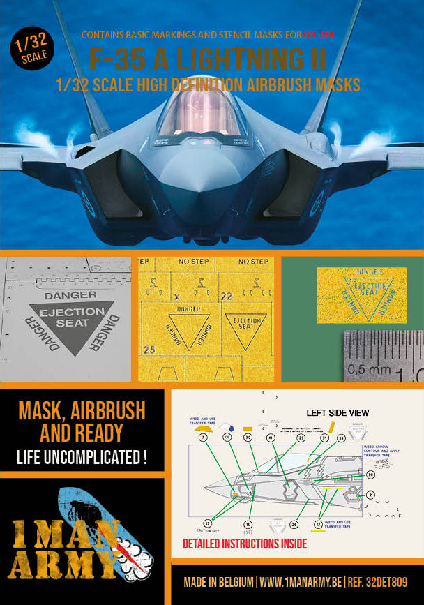 1ManArmy 1/32 F-35A ライトニング II 塗装マスキングセットのパッケージ表面画像