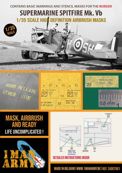 1ManArmy 1/35 Supermarine Spitfire Mk. Vb 塗装マスキングセット パッケージ表面画像