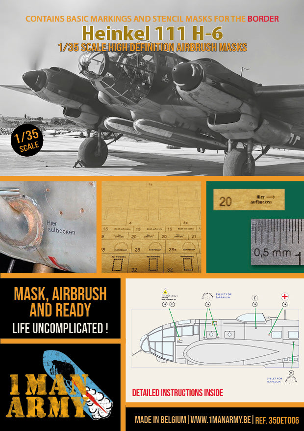 1ManArmy 1/35 Heinkel 111 H-6 塗装マスキングセット パッケージ表面画像