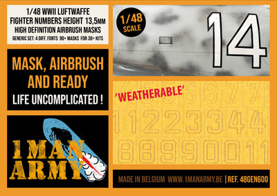 1ManArmy 1/48 WWII Luftwaffe Fighter Numbers マスキングセット パッケージ表面画像