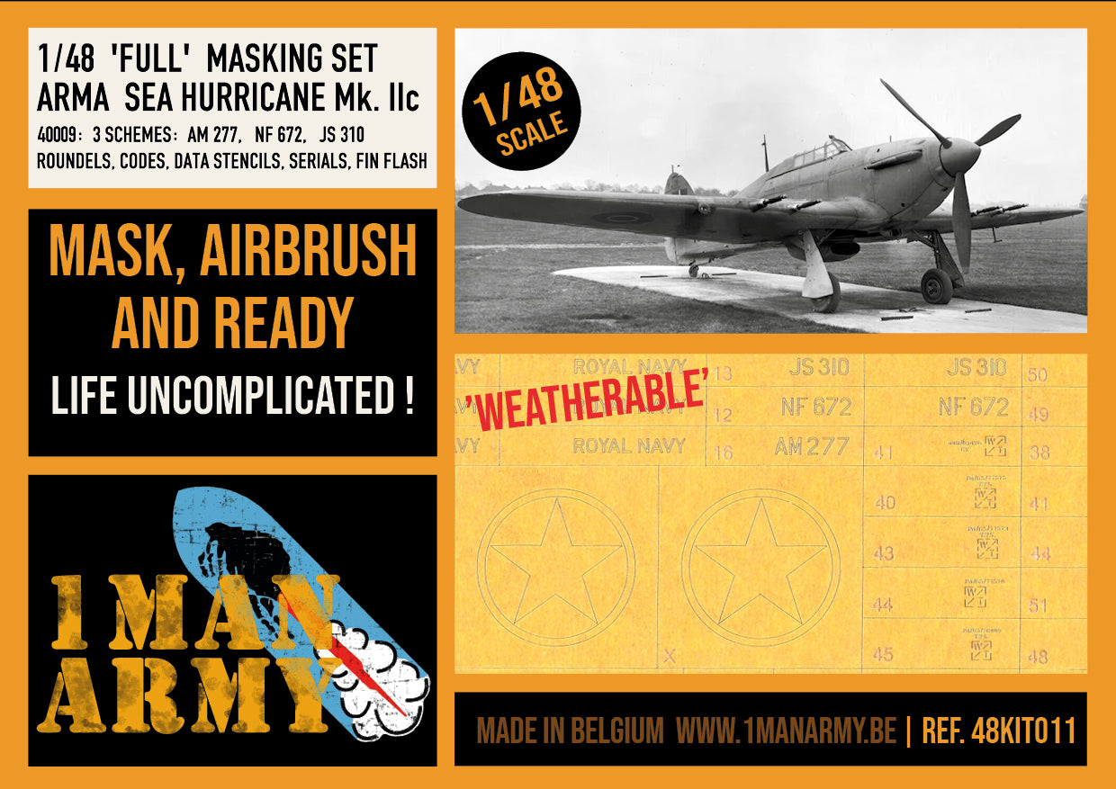 1ManArmy 1/48 Sea Hurricane Mk. IIc 塗装マスキングセット パッケージ表面画像