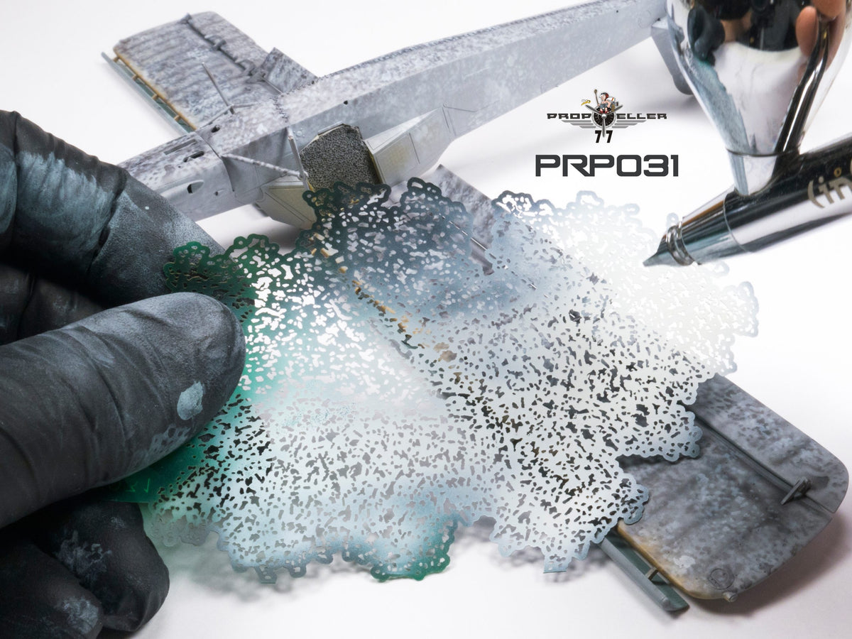 77 Propeller PRP028「Set 5」付属のPRP031エアブラシステンシル使用例（110×70mm）