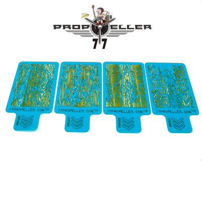 77 Propeller Set “7” – 4× Wood Texture Airbrush Stencils 60×40 mm PRP034 four wood texture template 