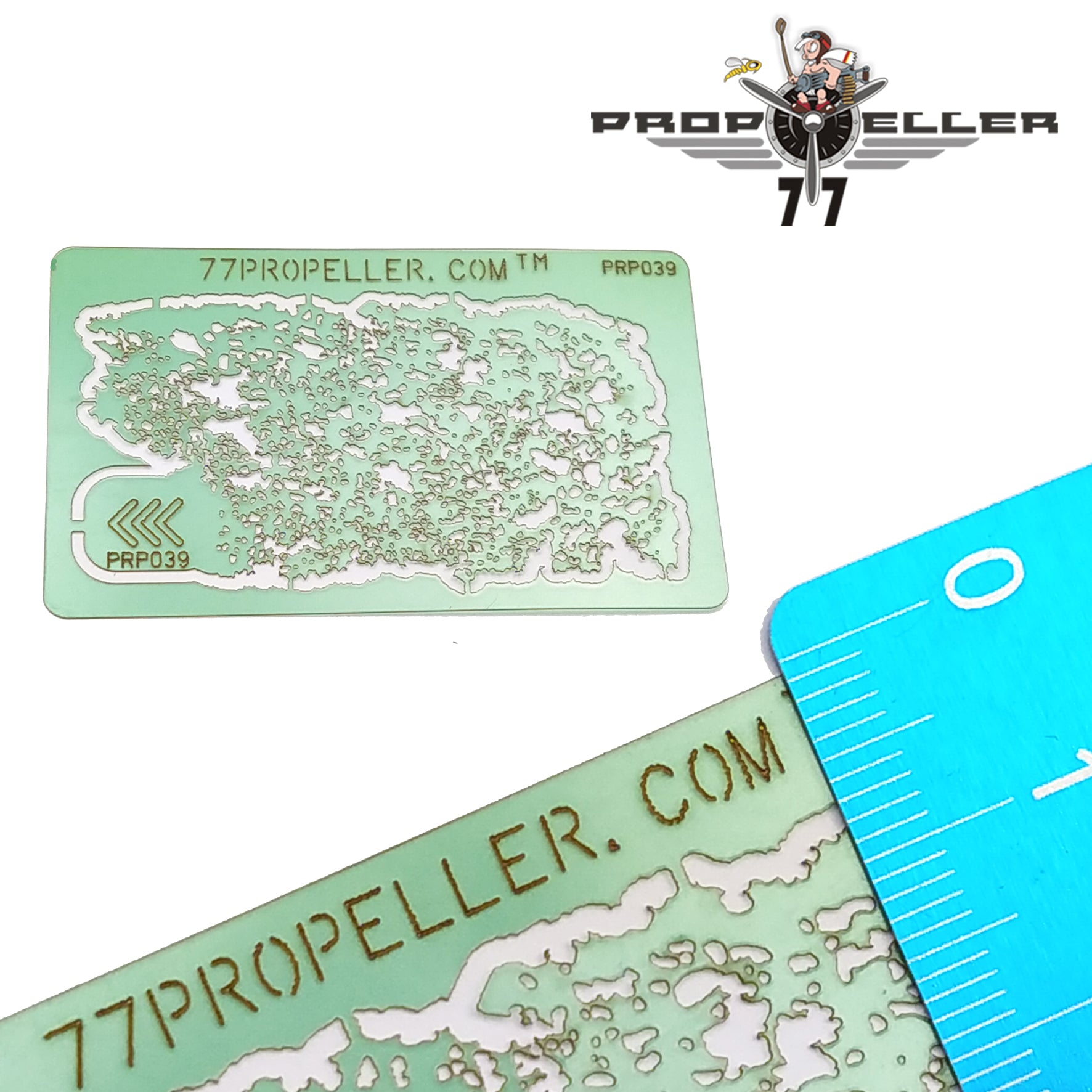 77 Propeller Set C‑5 – 5× Stain Airbrush Stencils 60×40 mm PRP043 template size with ruler