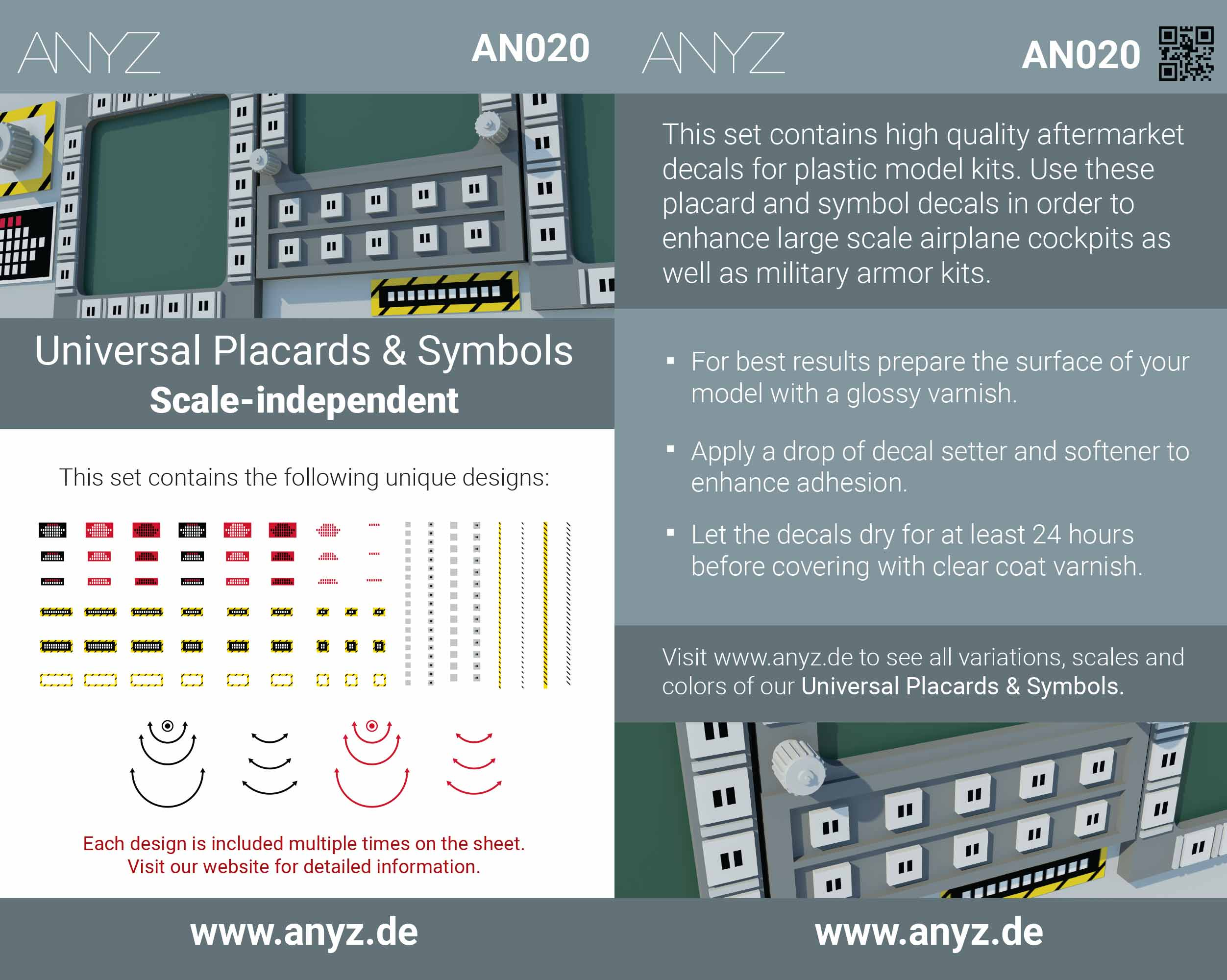 ANYZ AN020の収録図柄と使用手順を示す製品案内