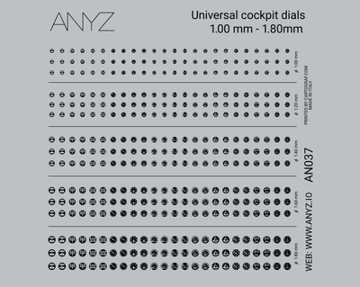 ANYZ AN037 1.00～1.80mm汎用コックピット計器デカールシート