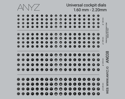 ANYZ AN038 1.60～2.20mm汎用コックピット計器デカールシート