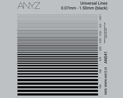 ANYZ AN041 0.07～1.50mm黒色汎用ラインデカールシート