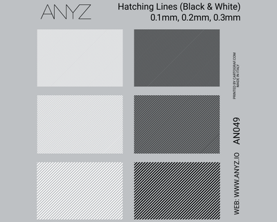 ANYZ AN049 黒色と白色の0.1・0.2・0.3mmハッチングラインデカールシート