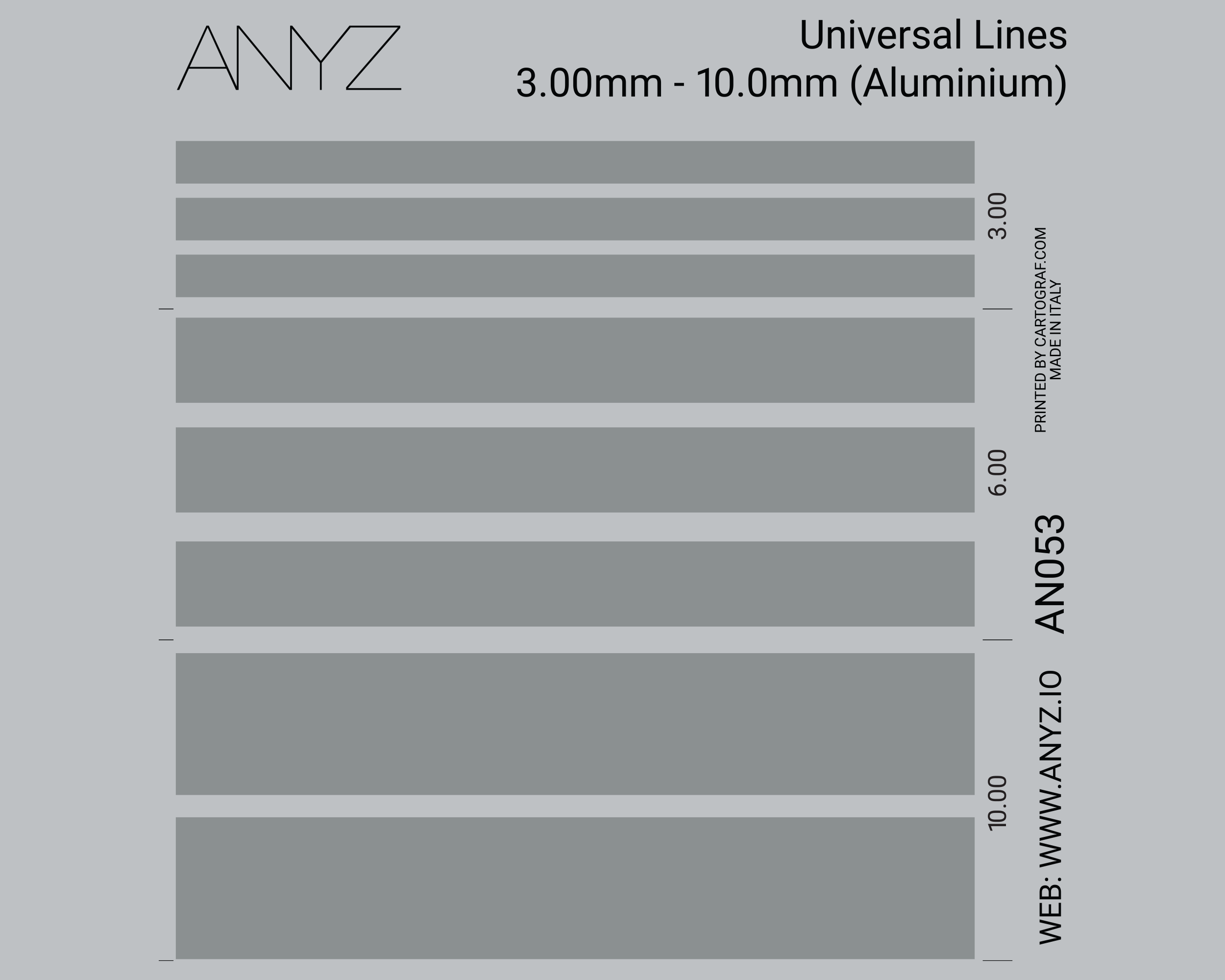 ANYZ AN053 3.00・6.00・10.0mmアルミニウム色汎用ラインデカールシート