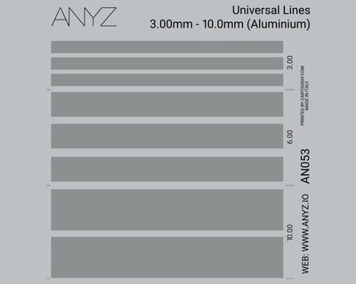 ANYZ AN053 3.00・6.00・10.0mmアルミニウム色汎用ラインデカールシート
