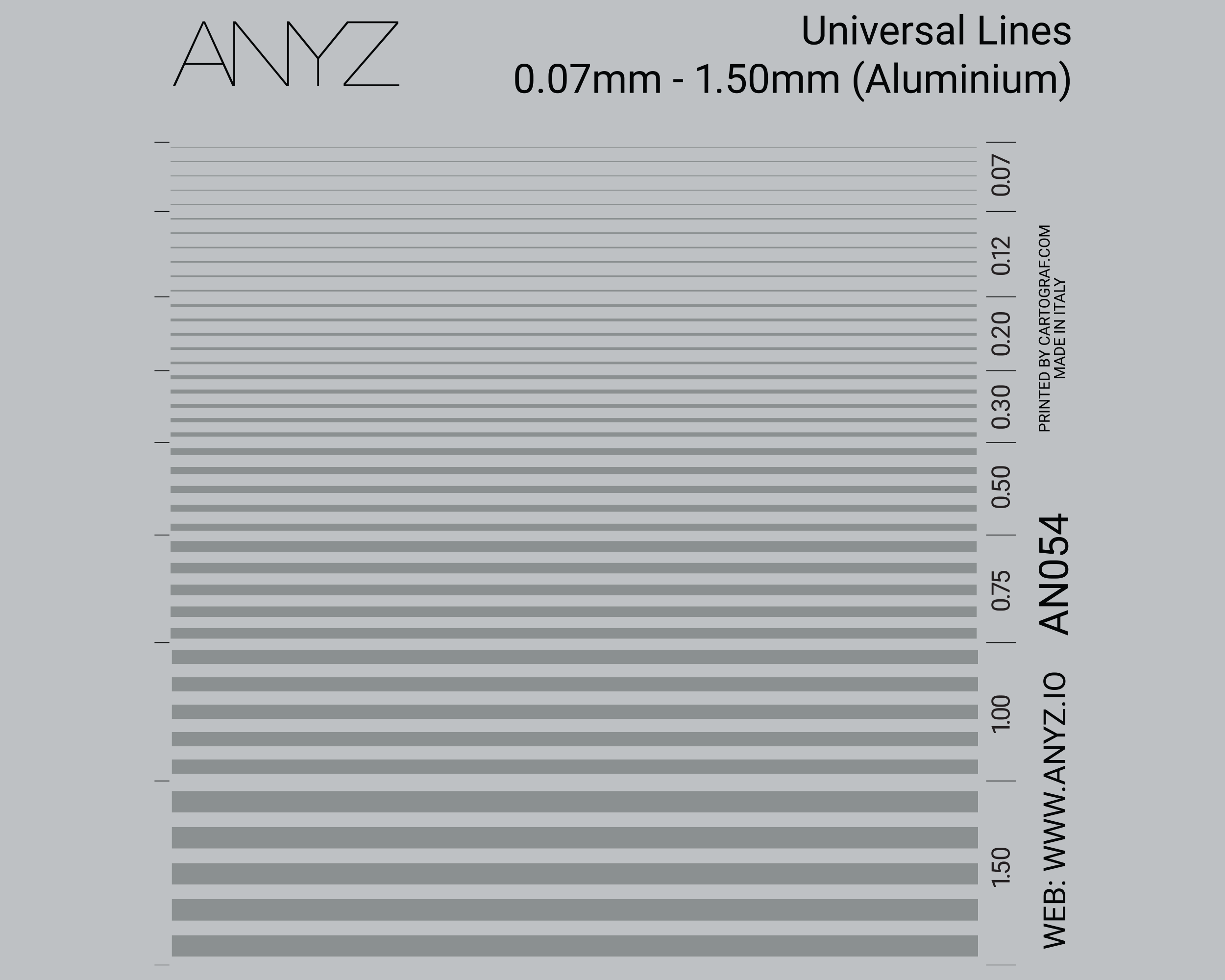 ANYZ AN054 0.07～1.50mmアルミニウム色汎用ラインデカールシート