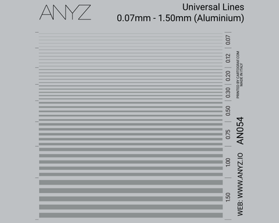 ANYZ AN054 0.07～1.50mmアルミニウム色汎用ラインデカールシート