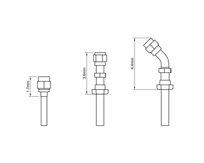 AN066コネクター3形状の全長約1.7mm・3.6mm・4.4mmを示す寸法図
