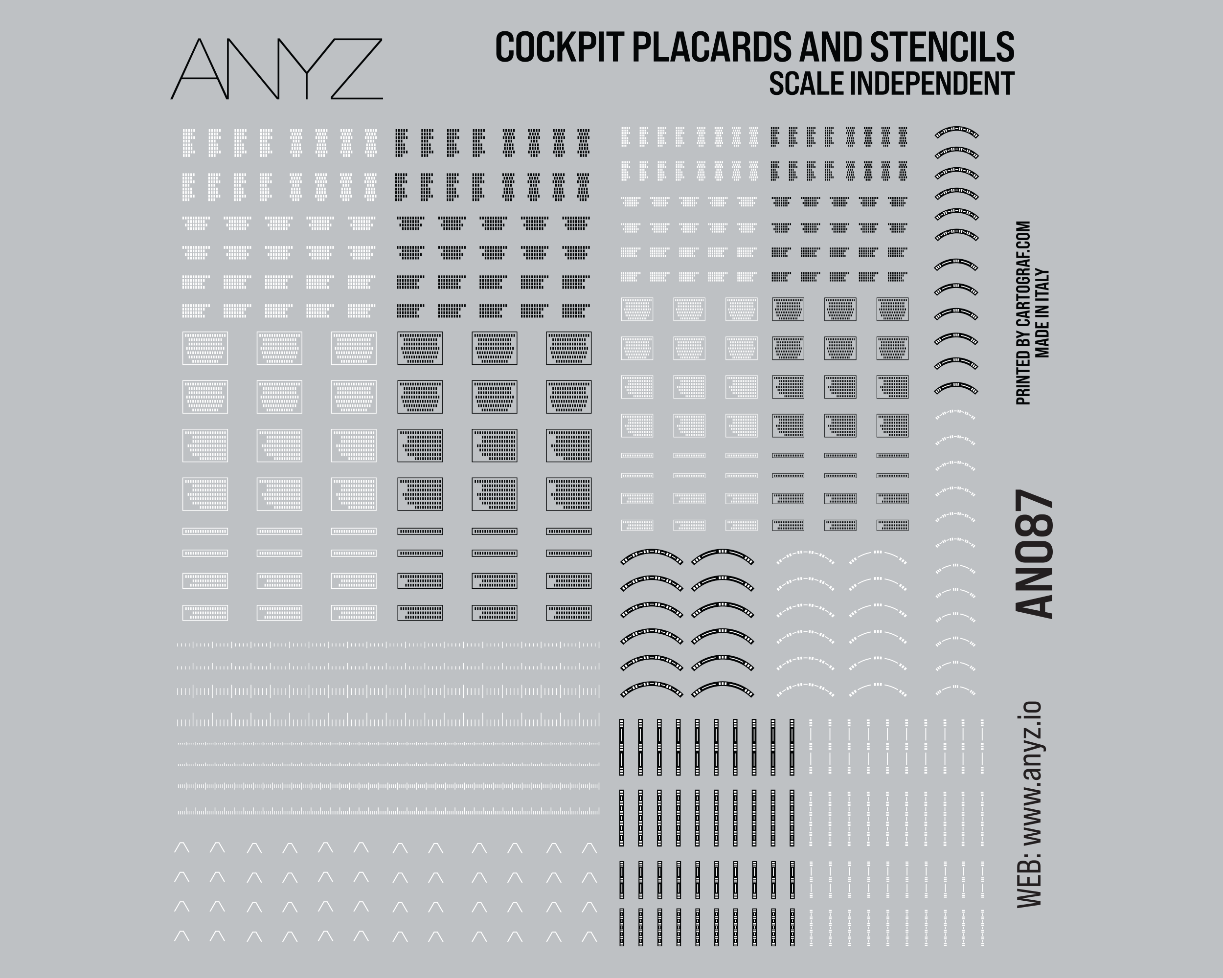 ANYZ AN087 コックピットプラカード＆ステンシルデカールシート
