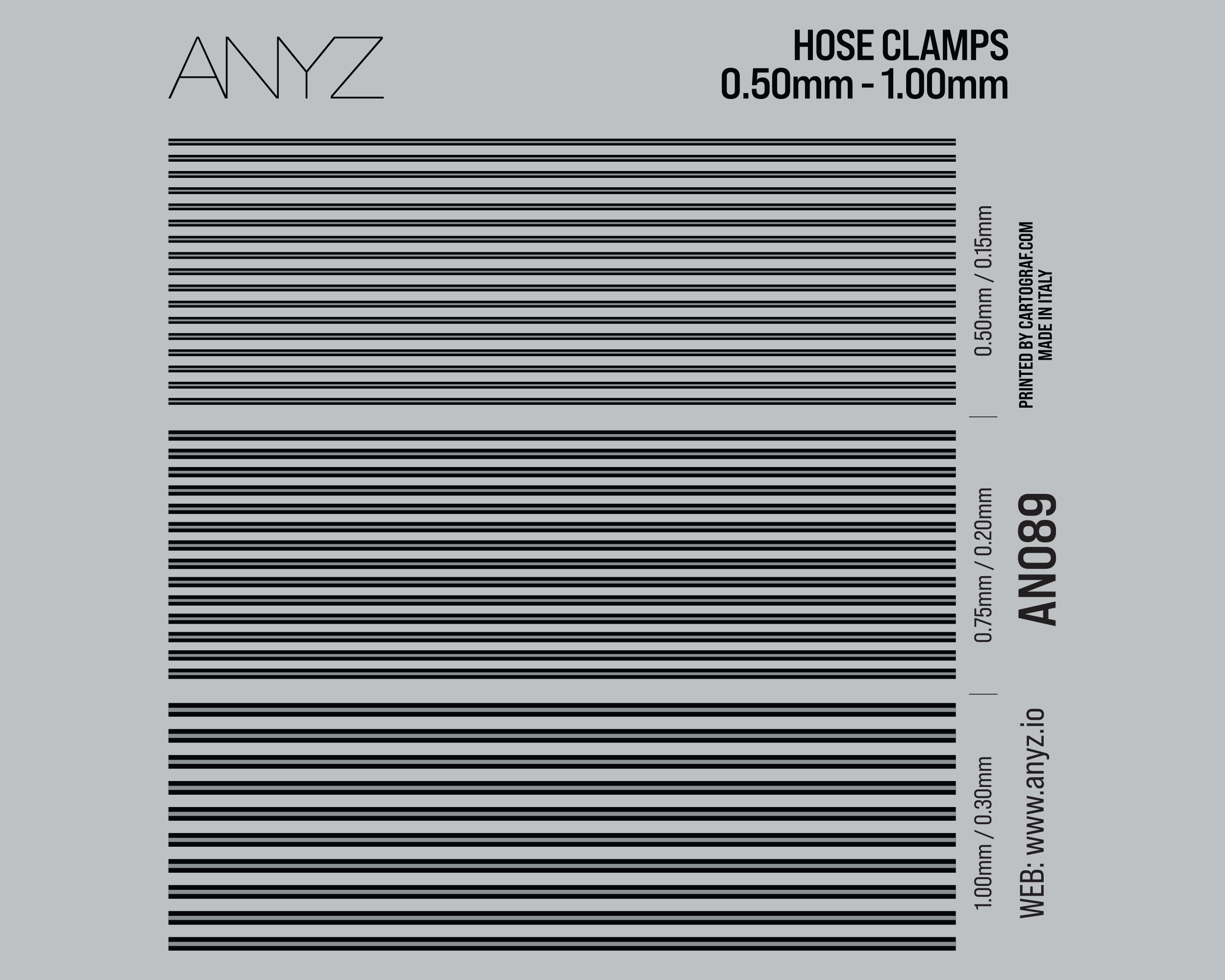 ANYZ AN089 0.50～1.00mmホースクランプデカールシート
