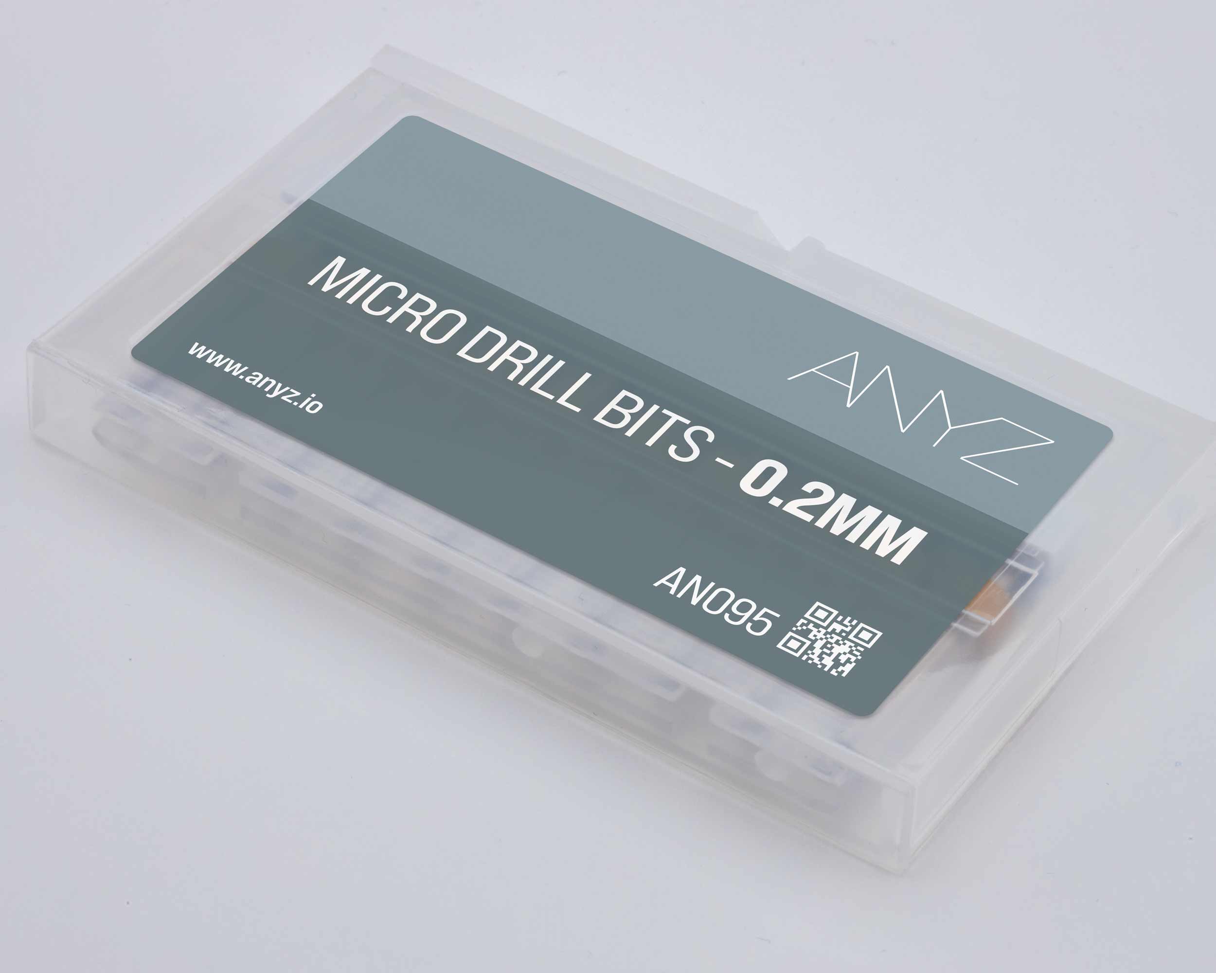 AN095 0.2mmマイクロドリル10本入り保管ケースと商品ラベル