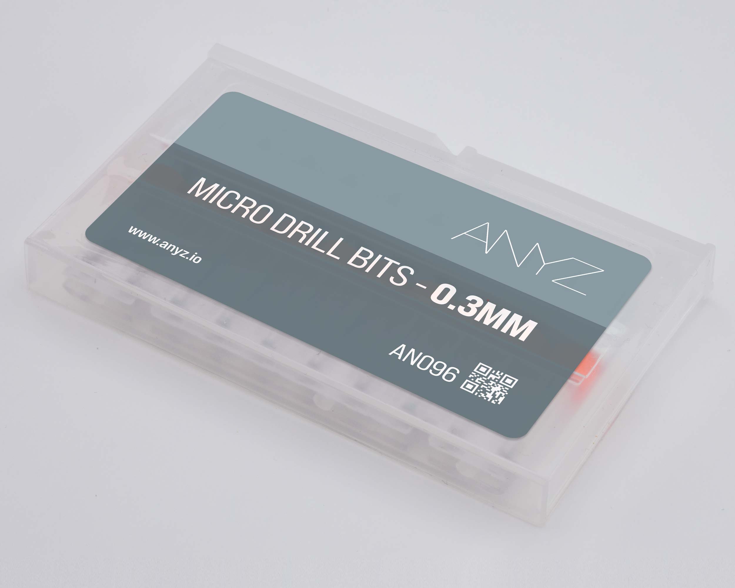 AN096 0.3mmマイクロドリル10本入り保管ケースと商品ラベル