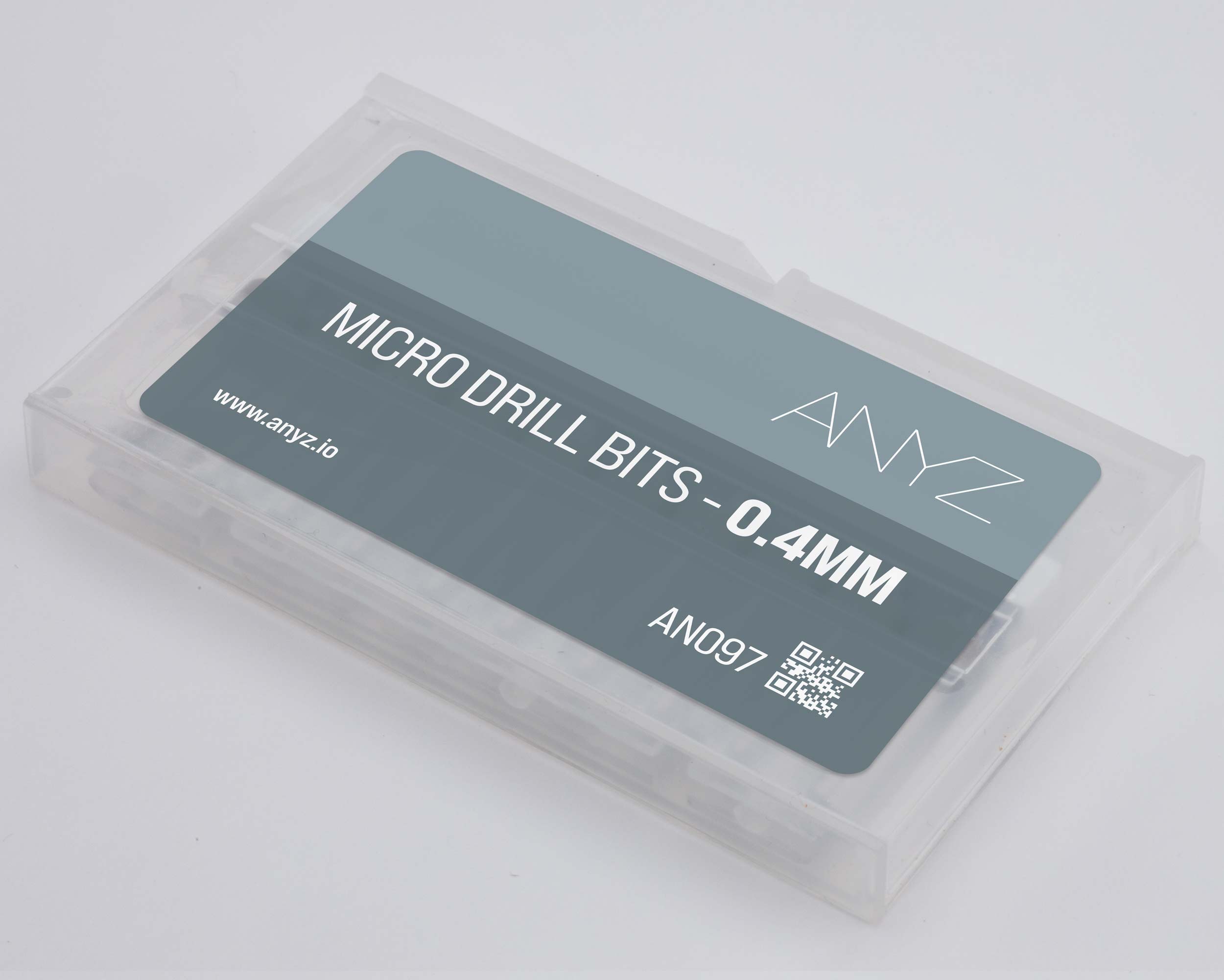 AN097 0.4mmマイクロドリル10本入り保管ケースと商品ラベル