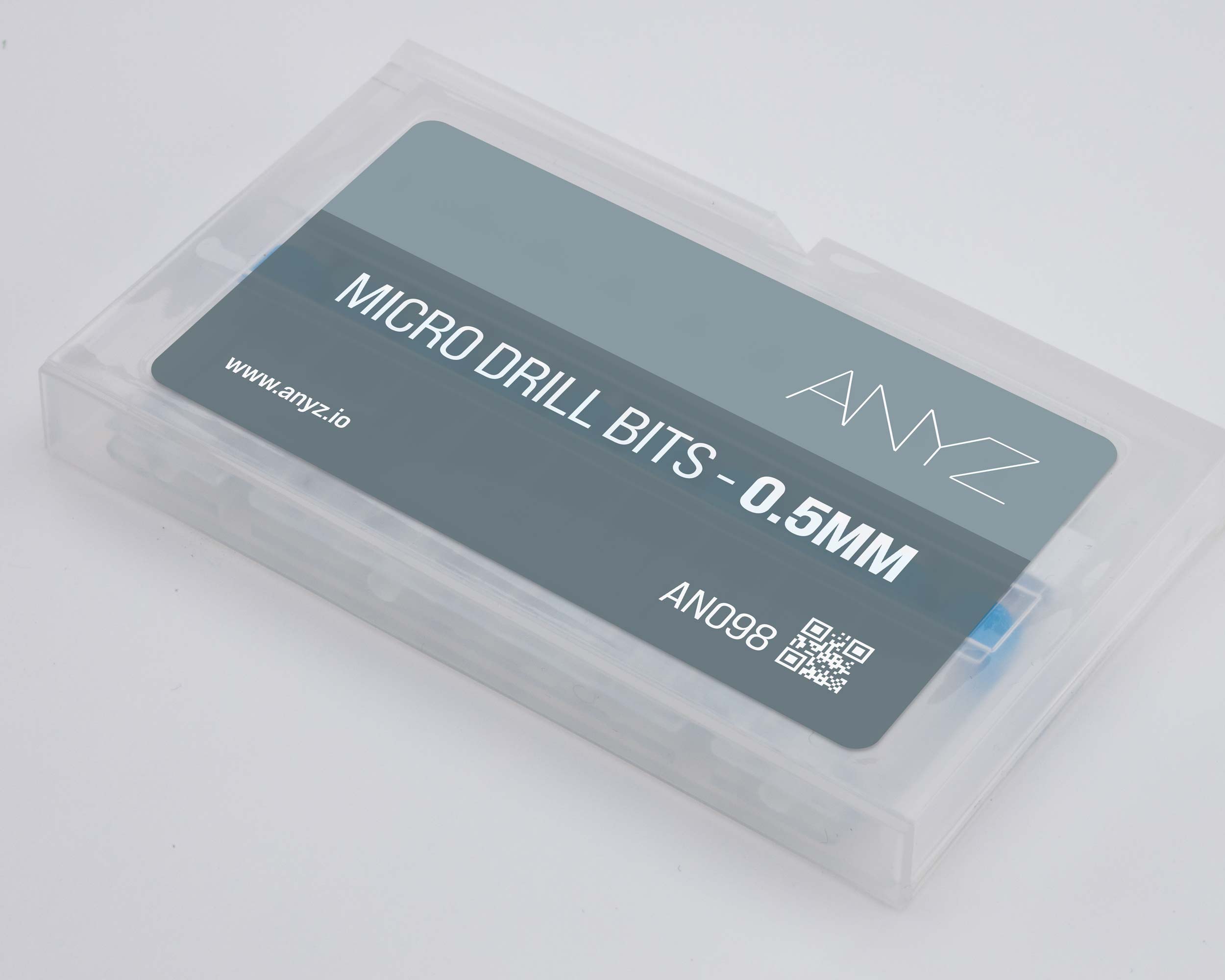 AN098 0.5mmマイクロドリル10本入り保管ケースと商品ラベル