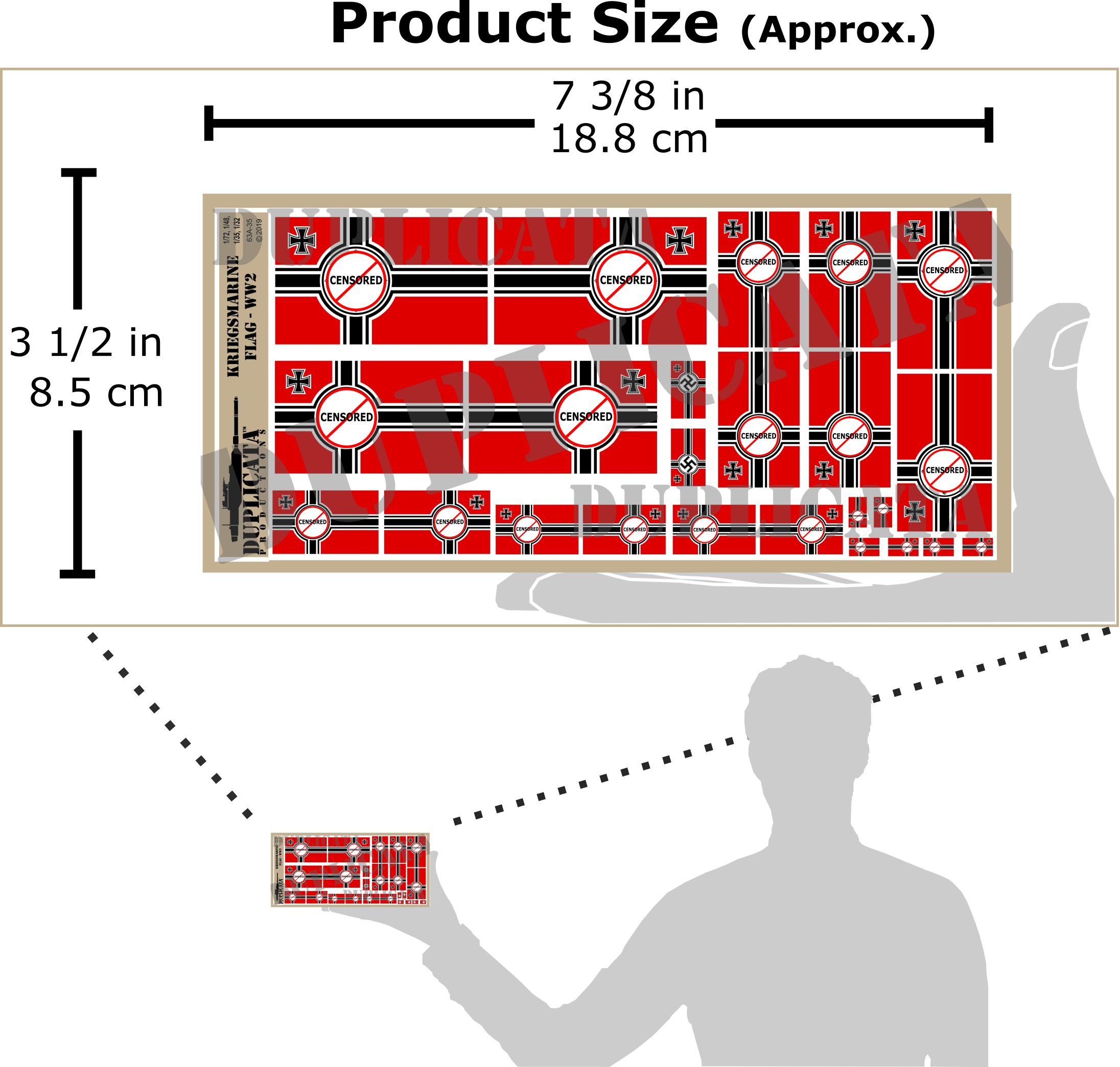 スケールモデル用ペーパーフラッグの使用例（掲揚・垂らし・破れ表現の作例）