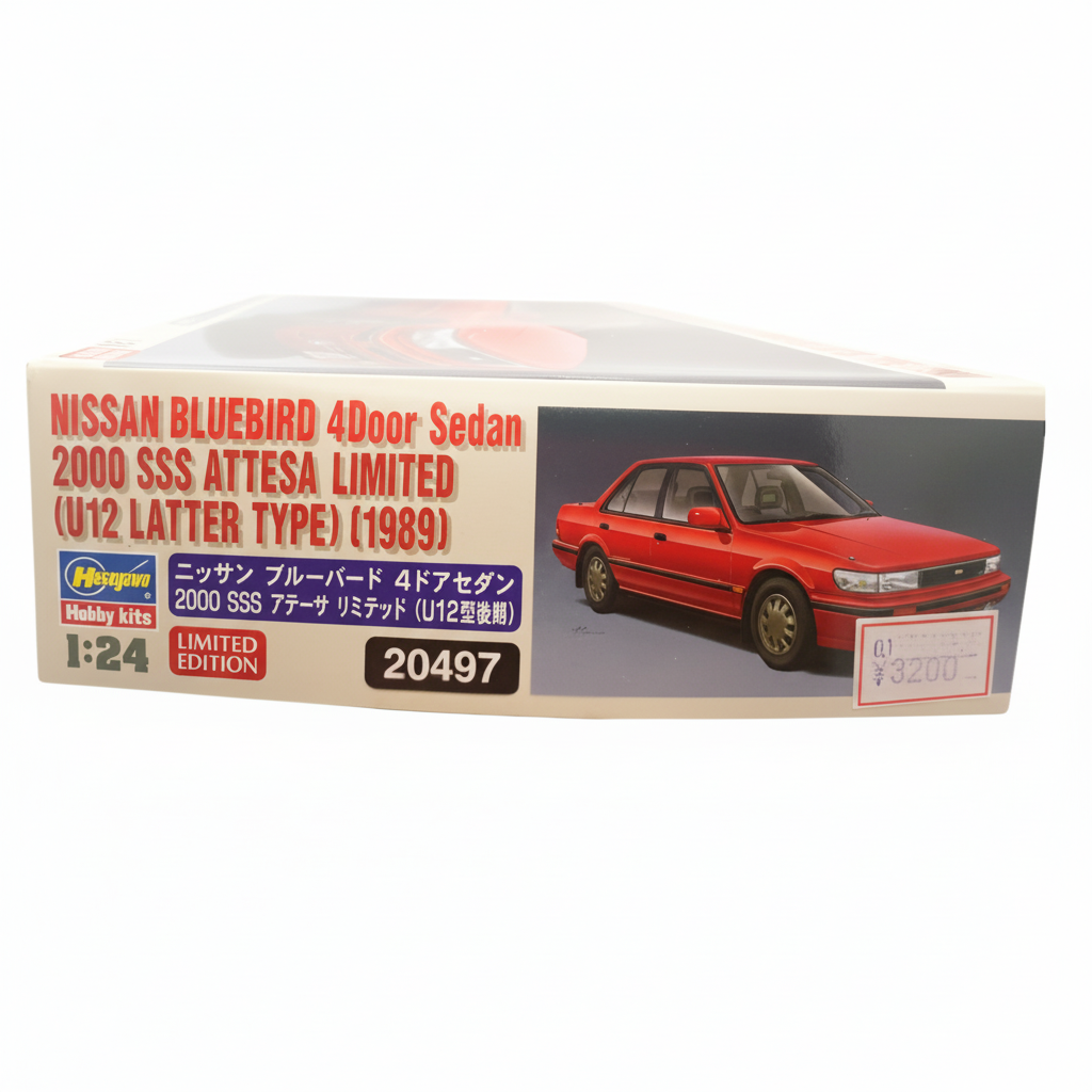 ハセガワ ニッサン ブルーバード 2000 SSS アテーサ リミテッド (U12後期型・1989年) 1/24［20497］ボックス側面（価格ラベル付き）
