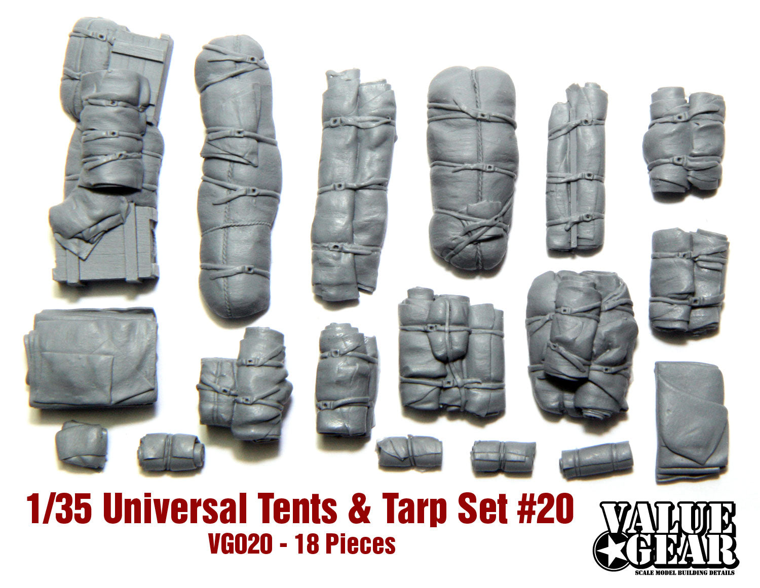バリューギア VG020 1/35 汎用テント＆タープ搭載品セット #20 18個入り